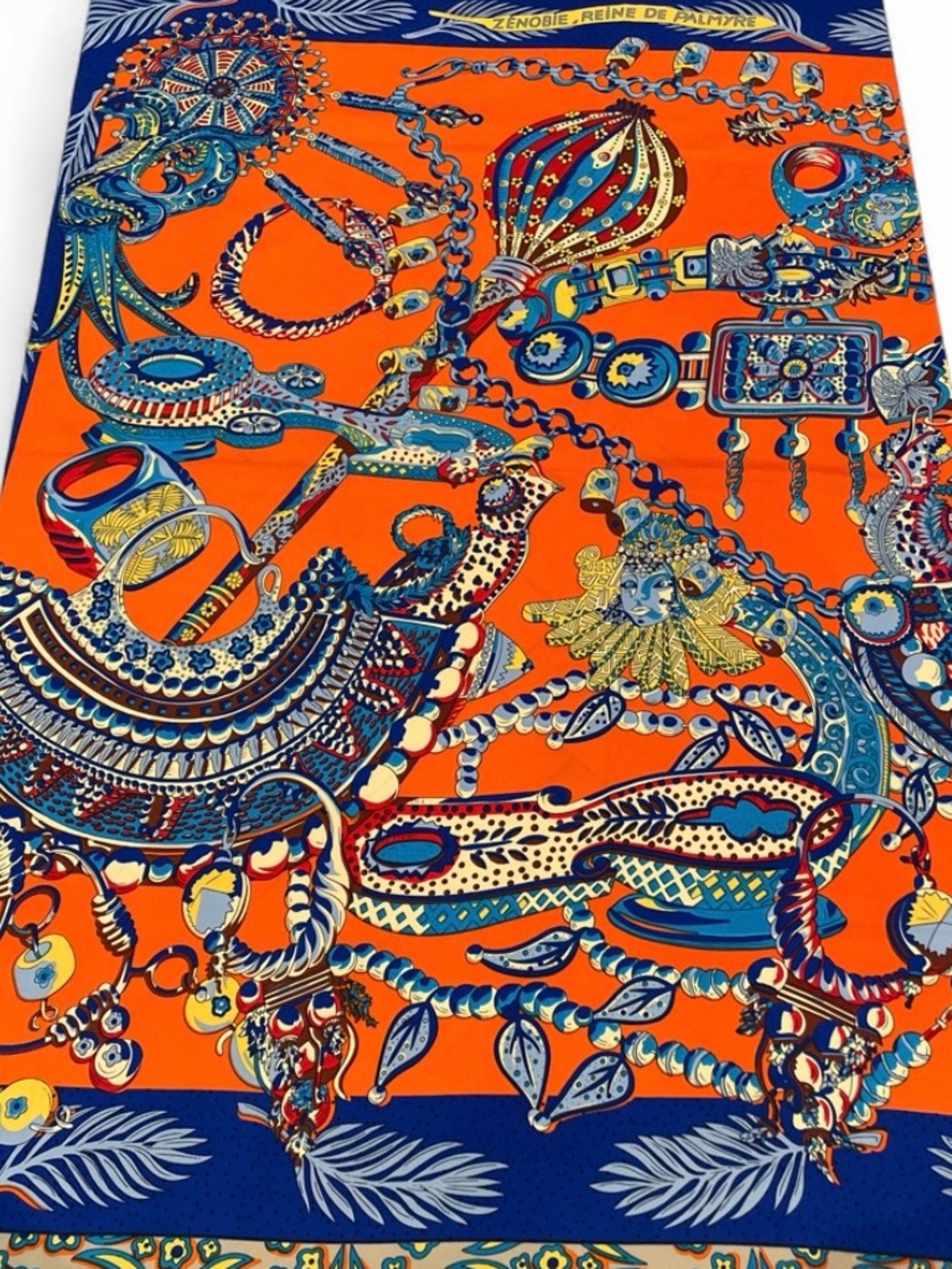Gorgeous Vibrant Orange Geometric Jewelry Print Oversized Scarf